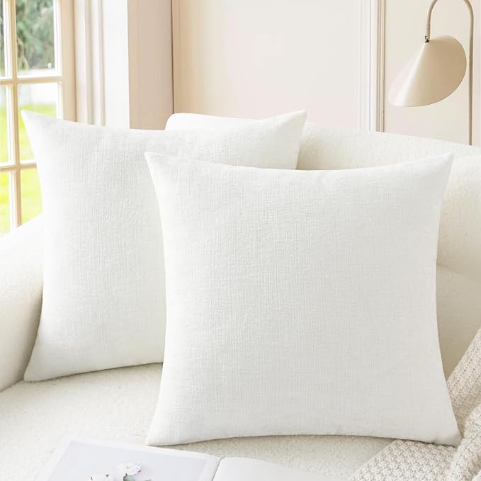 CaliTime Throw Pillow Covers Decorative 20 X 20 Inches Pack of 2 Cozy Chenille by CaliTime