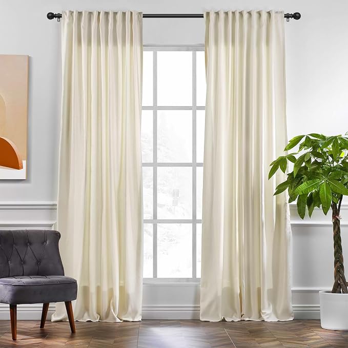 Black Curtain Rods for Windows 28 to 60 Inch, 5/8 Inch Diameter Stainless Steel - Image 2