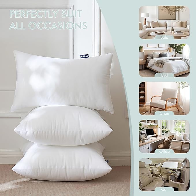 MIULEE Set of 2 Throw Pillow Inserts 12x24 Inches, Nowoven Decorative Pillow - Image 6