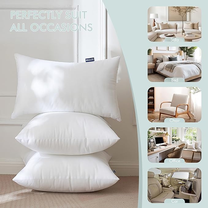 MIULEE Pillow Insert 20x20 Inch Set of 4, Decorative Square Throw Pillow Inserts - Image 4