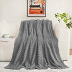 Puncuntex Grey Throw Blanket 50"×60" inches Fuzzy 3D Jacquard Decorative - Image 2