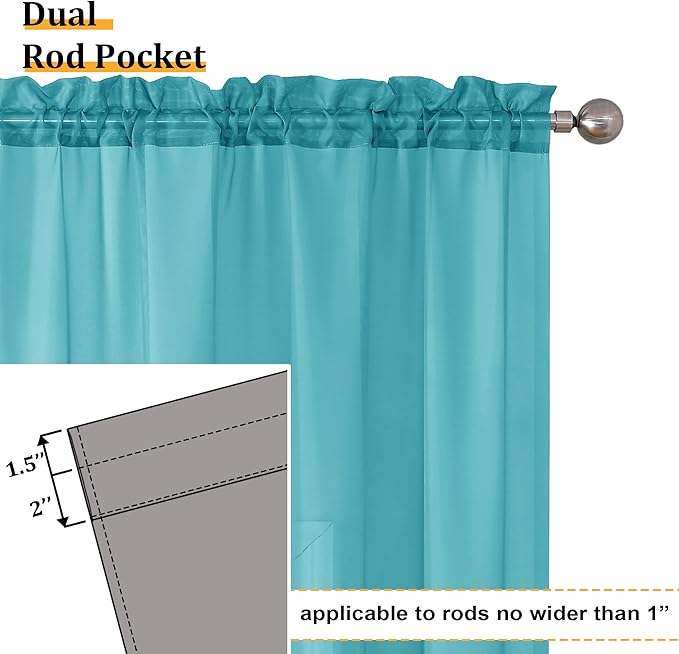 Aiyufeng Turquoise Sheer Curtains 84 Inches Long 2 Panels Set, Light Filtering - Image 3