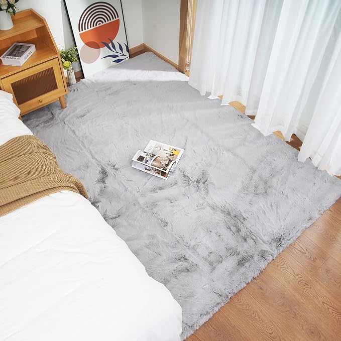 Ghouse Ultra Soft Faux Rabbit Fur Rug 4x6, Machine Washable Area Rugs - Image 2