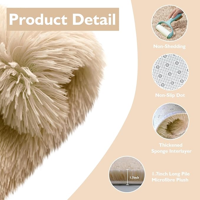 Shag Area Rug for Bedroom 3x5, Soft Fuzzy Rug Non-Shedding Indoor Plush Carpet - Image 4