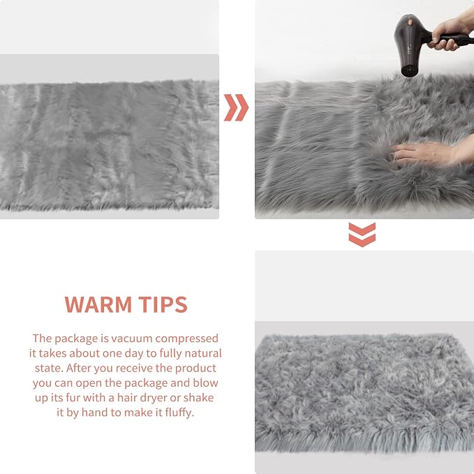 Ciicool Ultra Soft Faux Sheepskin Fur Rug Fluffy Rug - Image 8