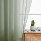 Aiyufeng Sage Green Sheer Curtains 96 Inch Length 2 PCS, Rod Pocket Voile Drapes - Image 8