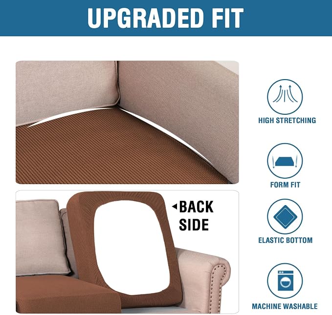 H.VERSAILTEX Stretch Couch Cushion Covers Individual Seat Sofa Chair Slipcovers - Image 5