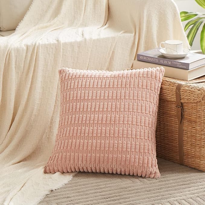 Fancy Homi 4 Packs Boho Pink Decorative Throw Pillow Covers 14x14 Inch - Image 2
