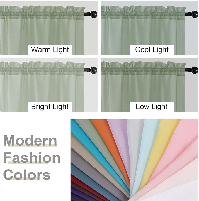 Extra Long Sheer Sage Green Curtains - Image 6