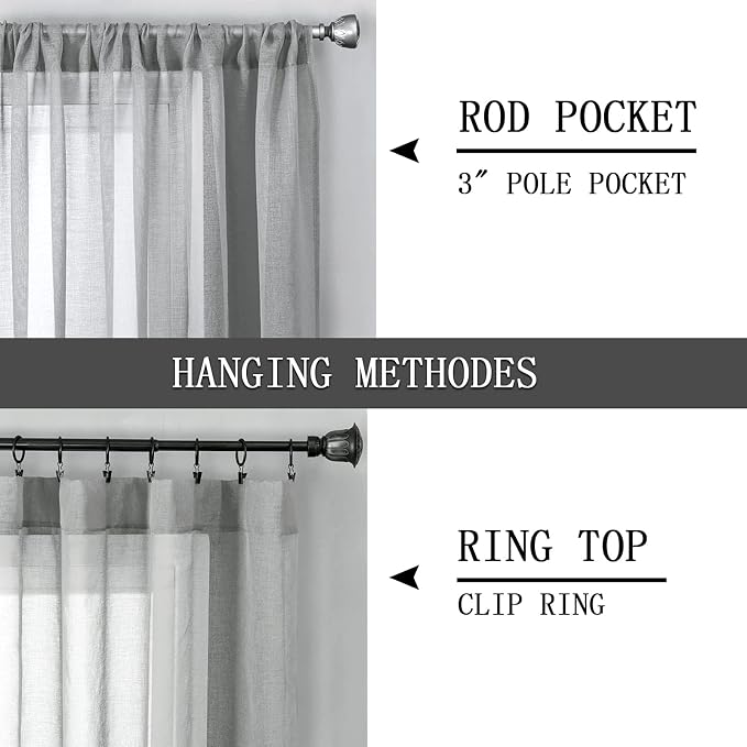Tollpiz Short Sheer Curtains Linen Textured Living Room Curtain Sheers Light - Image 5