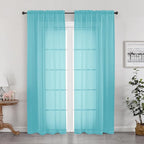 OWENIE Aqua Sheer Curtains for Bedroom Living Room 72 Inches Long 2 Panels Set by OWENIE