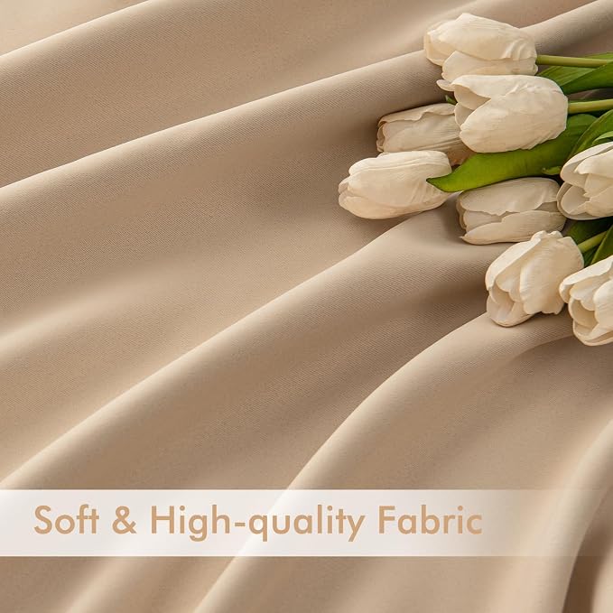 MIULEE Back Tab Beige Curtains 102 Inch Long 2 Panels Set - Image 6