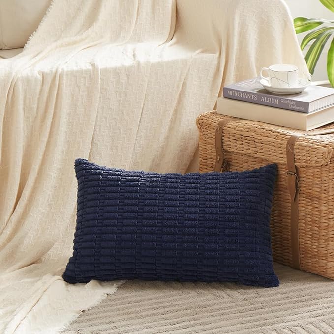 Fancy Homi 4 Packs Navy Blue Decorative Throw Pillow Covers 14x24 Inch - Image 2