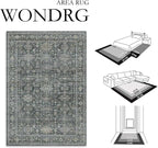6x9 Washable Area Rug for Living Room Bedroom Vintage Black Grey Carpet Soft - Image 2