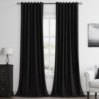 Guken Black 100% Blackout Curtains 96 Inch Length 2 Panels Set by Guken