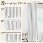 Guken Off White 100% Blackout Linen Curtains 72 Inch Length 2 Panels Set - Image 5