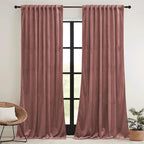 RYB HOME Dusty Pink Velvet Curtains 84 inch, Room Darkening Window Curtains - Image 2