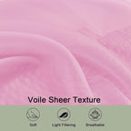 OWENIE Pink Sheer Curtain 90 Inches Long 2 Panels Set, Solid Filmy Drapes - Image 4