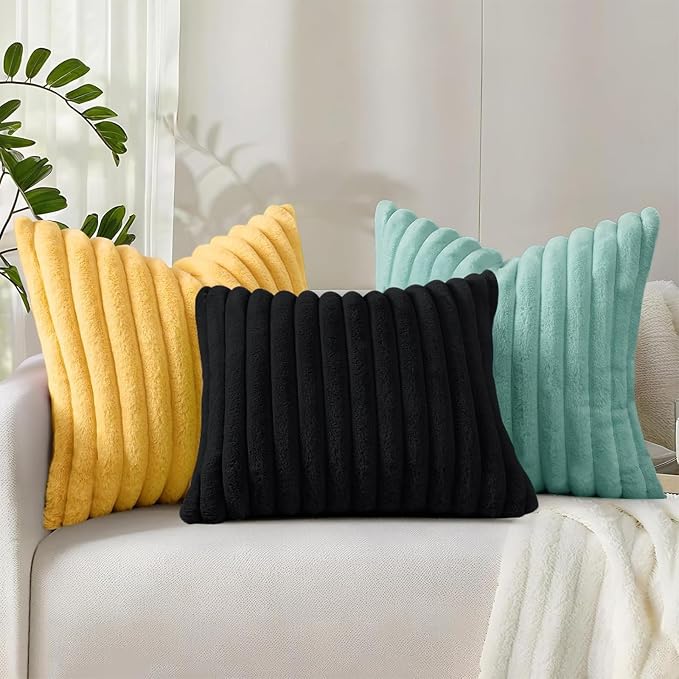 decorUhome Summer Cozy Faux Fur Throw Pillow Covers 26x26 Set of 2 Decorative - Image 8