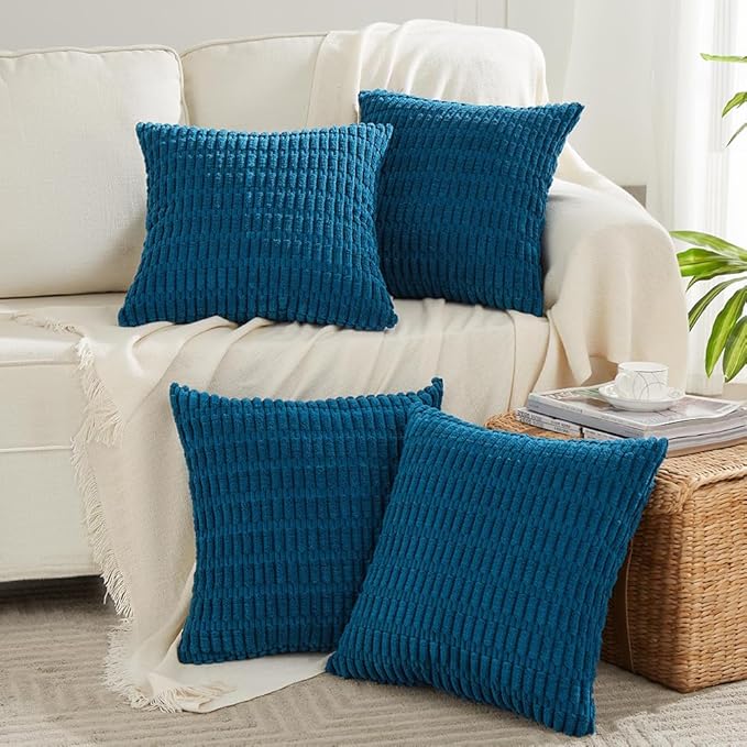 Fancy Homi 4 Packs Teal Decorative Throw Pillow Covers 16x16 Inch by Fancy+Homi