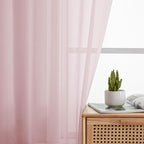 OWENIE Sheer Curtain 72 Inches Long 2 Panels Set, Elegant Airy Transparent Rod - Image 2