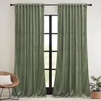 RYB HOME Sage Green Velvet Curtains 108 inch, Room Darkening Super Soft Velvet - Image 2