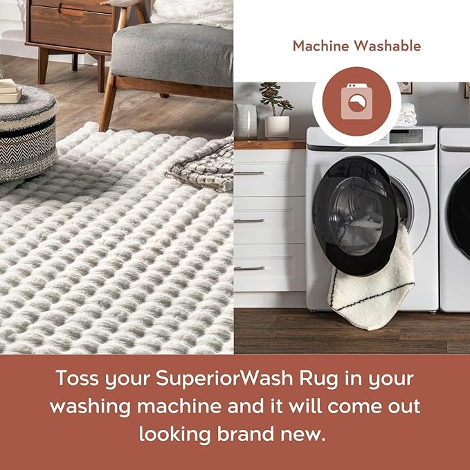 nuLOOM 7'6' x 9'6' Cozy Plush Area Rug, Machine Washable, Soft Fluffy Shag - Image 4