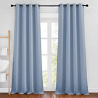 NICETOWN Vintage Blue Blackout Bedroom Curtains 96 inches Long, Grommet Thermal by NICETOWN