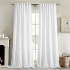 MIULEE White Linen Curtains 78 Inch Long 2 Panels by MIULEE