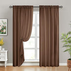HOMEIDEAS Non-See-Through Brown Privacy Sheer Curtains, 52 X 96 Inches Long 2 by HOMEIDEAS