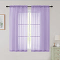 Sheer Lavender Curtains for Bedroom Living Room 54 Inch Length 2 Panels Set by WelvetBLK