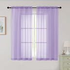 Sheer Lavender Curtains for Bedroom Living Room 54 Inch Length 2 Panels Set by WelvetBLK