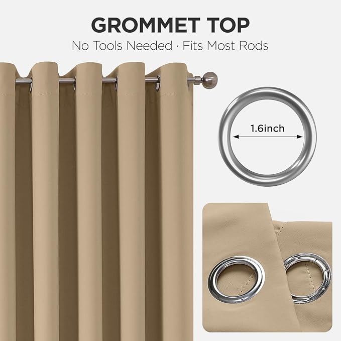 Joydeco Blackout Door Curtain for Doorway Privacy 96 Inches Long, Grommet - Image 9