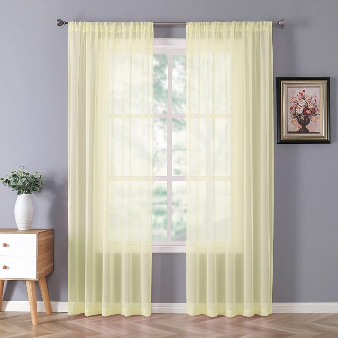 Tollpiz Sheer Curtain Linen Textured Living Room Curtains Sheer Light Filtering by Tollpiz