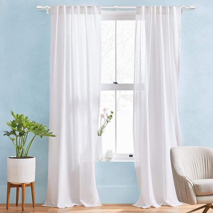 IFELS Heavy Duty Curtain Rods for Windows 48 to 84 Inch, 1 Inch White Curtain - Image 2