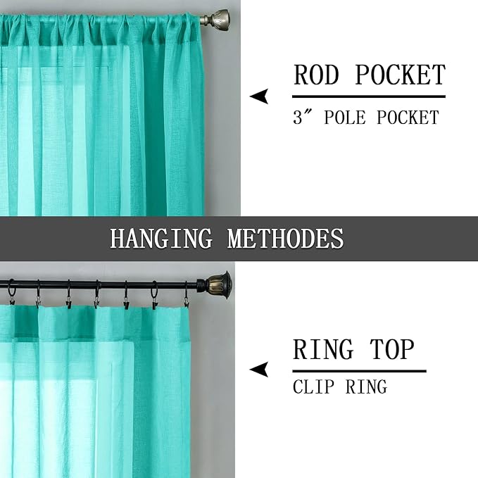 Tollpiz Short Sheer Tier Curtains Linen Textured Half Kitchen Curtain Sheers - Image 5