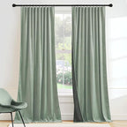 RYB HOME Mint Green Velvet Curtains 96 inches Long, Room Darkening, Floor-Length by RYBHOME