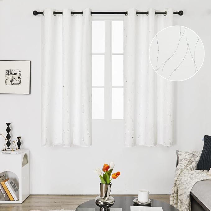 Deconovo White Curtains, Room Darkening Curtain, Thermal Insulated Soundproof - Image 2