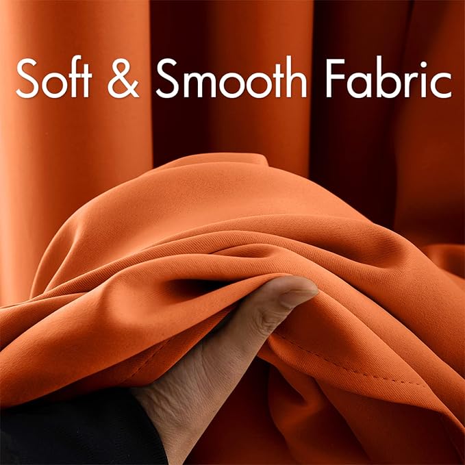 MIULEE 2 Panels Orange Blackout Curtains Room Darkening Thermal Insulated Fall - Image 3