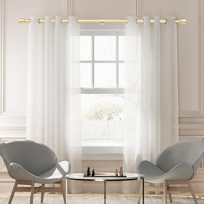1” Diameter Gold Curtain Rod Itself is 30-90 Inch 2 Pack, Fit 30 to 84 Inch - Image 6