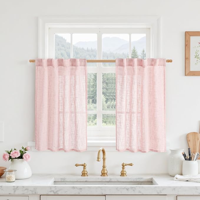 LAMIT Short Linen Curtains 30 Inch Length by LAMIT