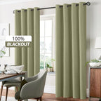 Yakamok Linen Sage Curtains 100% Blackout 84 Inches Long, Room Darkening - Image 7
