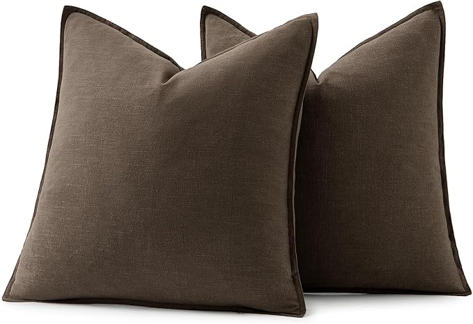 MIULEE Decorative Linen Euro Sham Pillow Covers 26x26 Dark Coffee Chocolate - Image 6