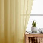 Simplebrand Yellow Sheer Curtains 96 Inches Long, Light Filtering Rod Pocket - Image 3