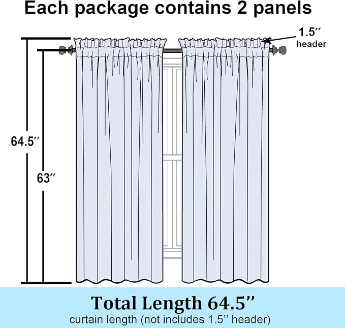 Simplebrand Gold Semi Sheer Curtains 63 Inch Length 2 Panels, Light Filtering - Image 7