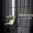 Black Sheer Curtains for Bedroom Living Room 96 Inches Long 2 Panels, Modern - Image 3