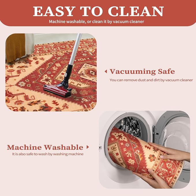 SERISSA 9x12 Area Rugs for Living Room, Large Washable Non-Slip Boho Rug - Image 4