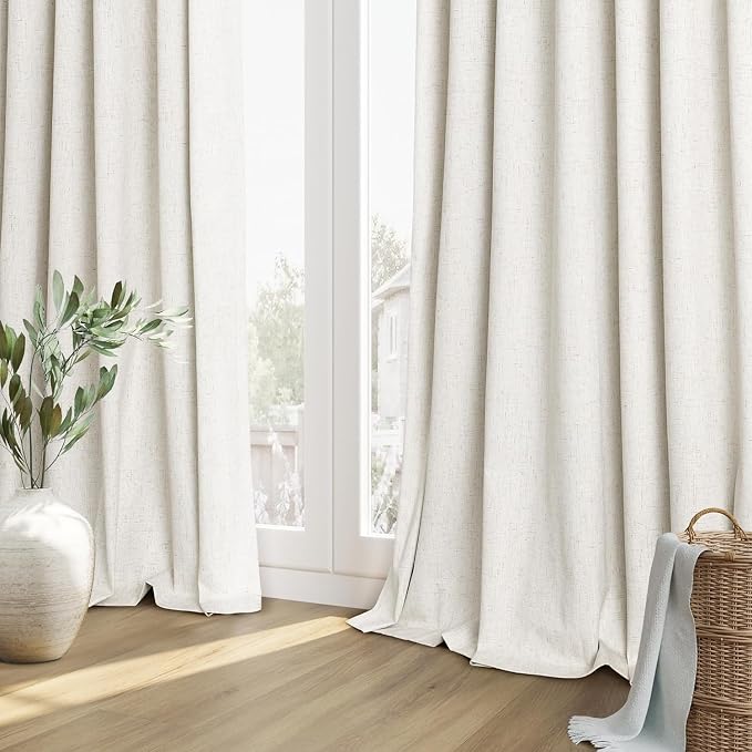 Guken Cream 100% Blackout Linen Curtains 42 Inch Wide by 84 Inch - Image 8
