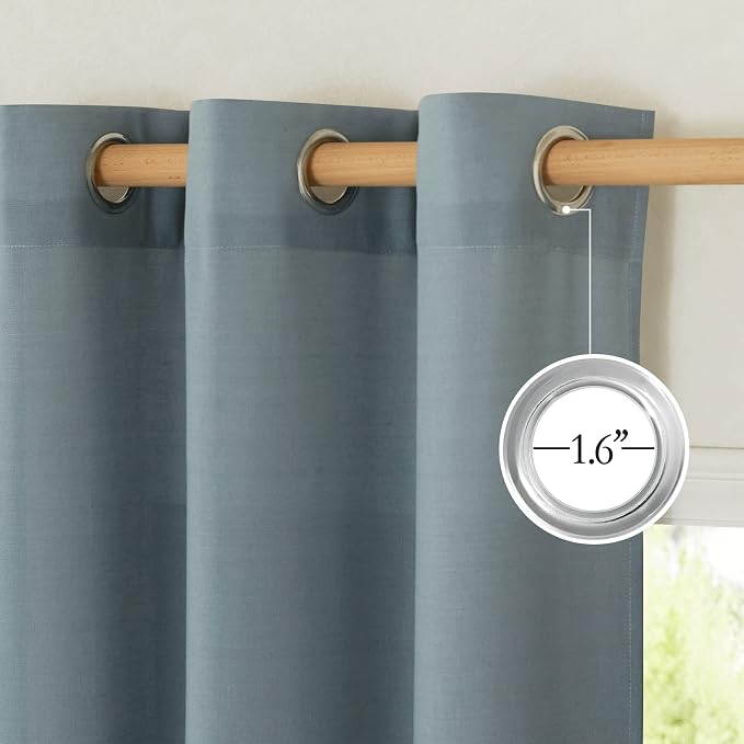 NICETOWN Thick Linen Stone Blue Curtains - Image 2