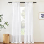 NICETOWN White Sheer Curtains 96 inches Long, Rod Pocket & Back Tab Faux Linen - Image 3